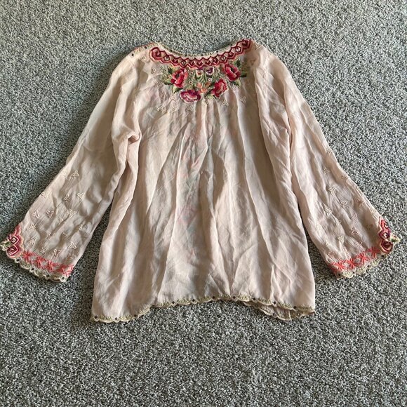 Johnny Was Womens Large Cristabella Floral Embroidered V-Neck Long Sleeve Tunic - Picture 5 of 14